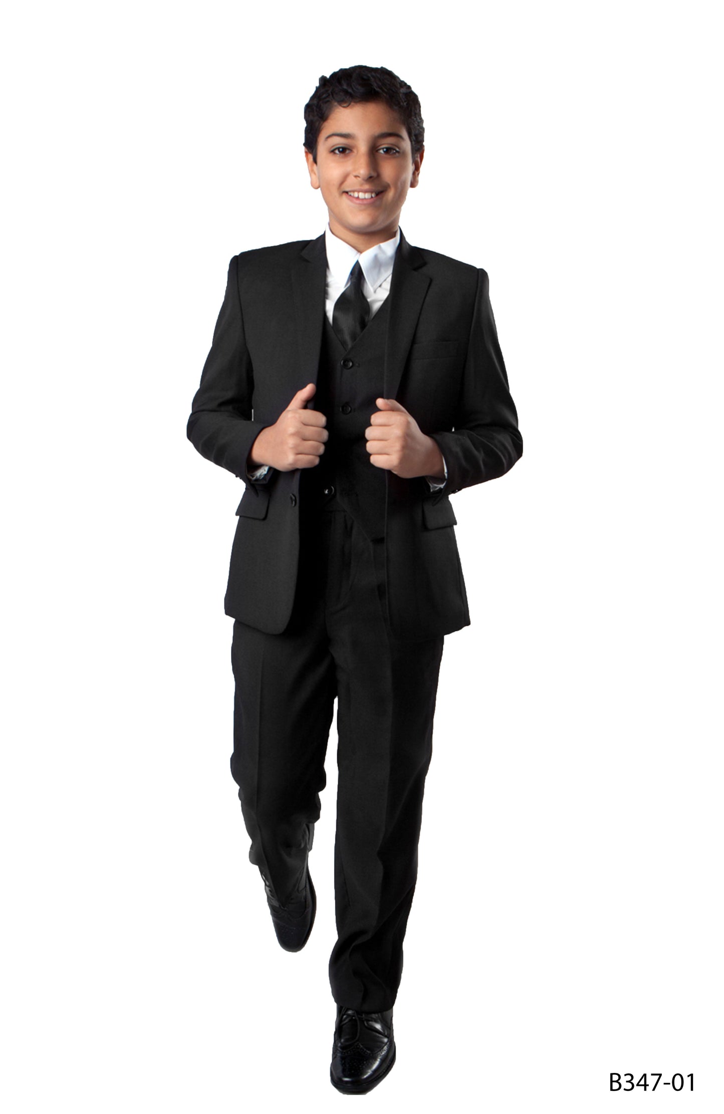 Black Notch Lapel Regular Fit 5 Piece Tazzio Boy's Suit