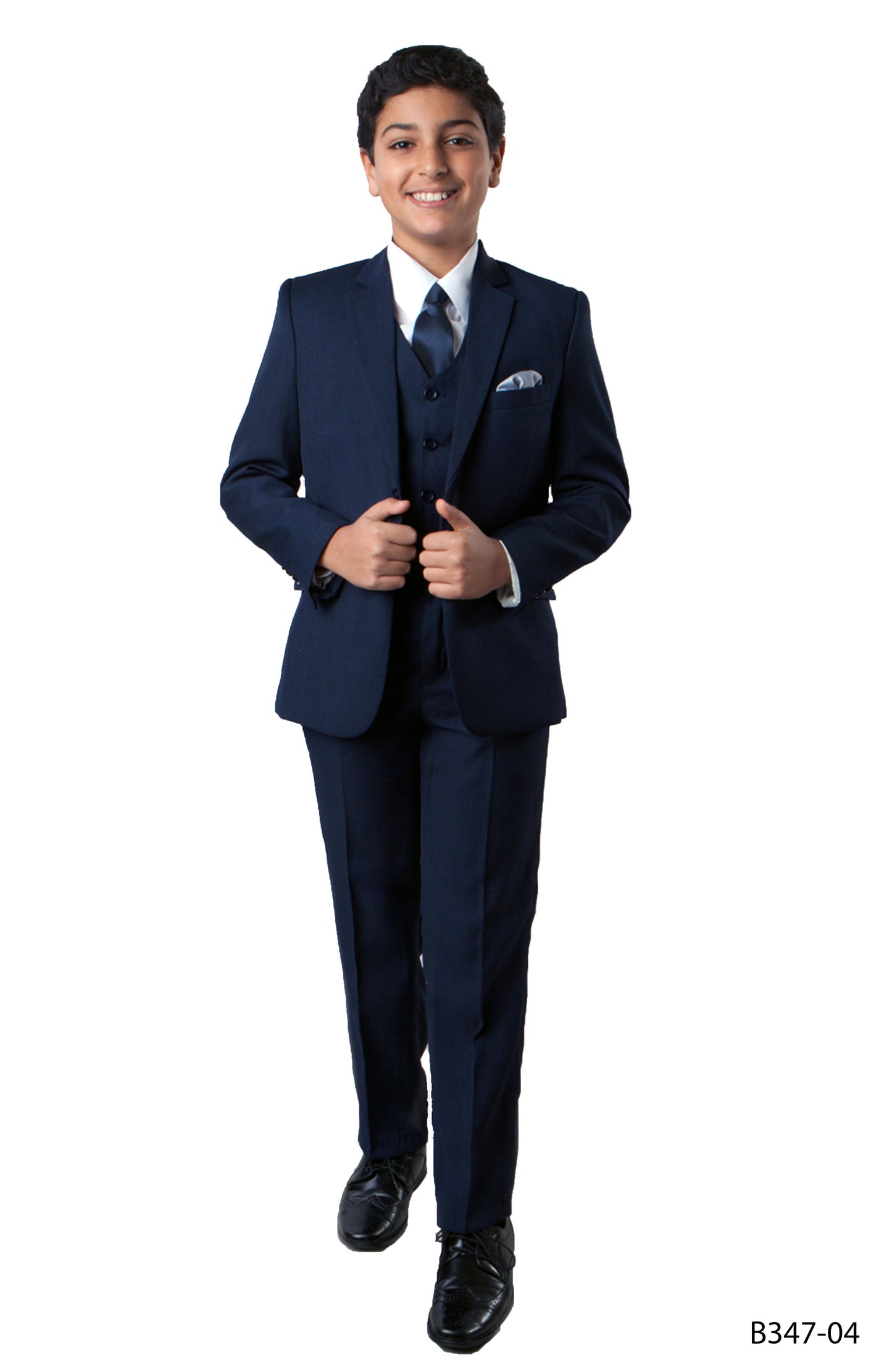 Navy Notch Lapel Husky Fit 5 Piece Tazzio Boy's Suit