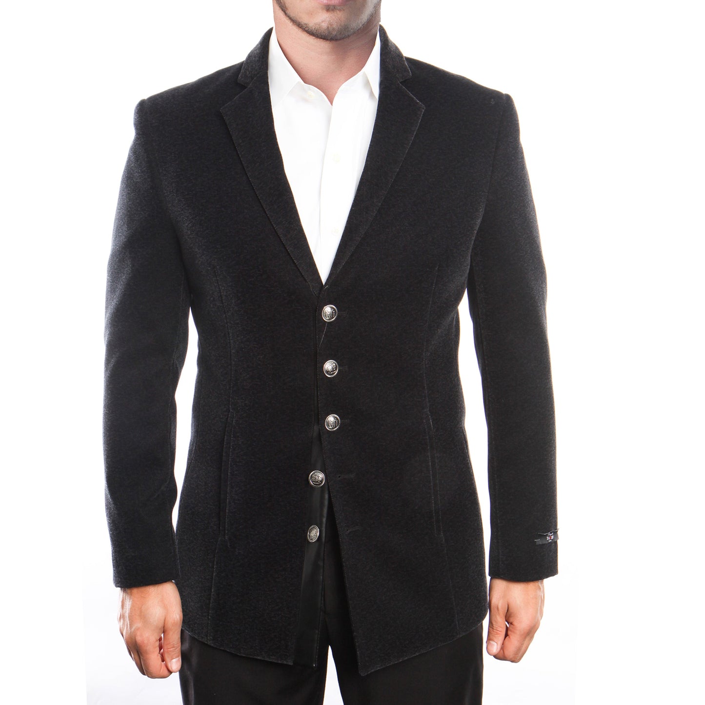 Black Notch Lapel Slim Fit Tazzio Men's Vintage Jacket