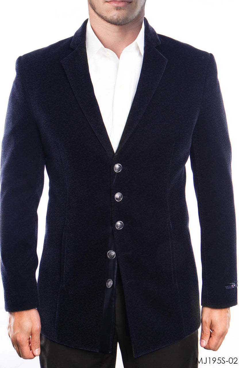 Navy Notch Lapel Slim Fit Tazzio Men's Vintage Jacket