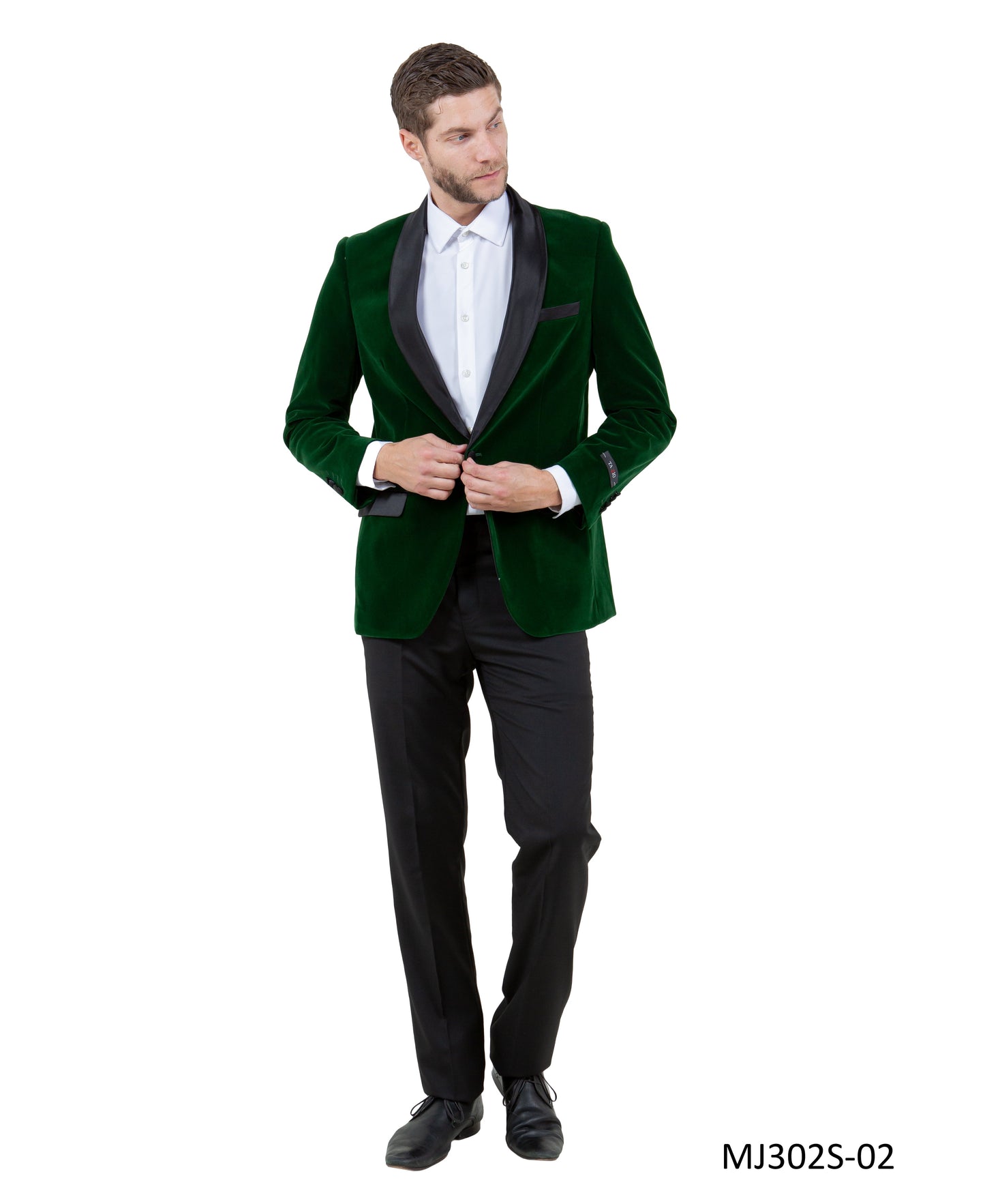 Green Velvet Satin Shawl Lapel Slim Fit Tazzio Men's Jacket With Matching Bowtie