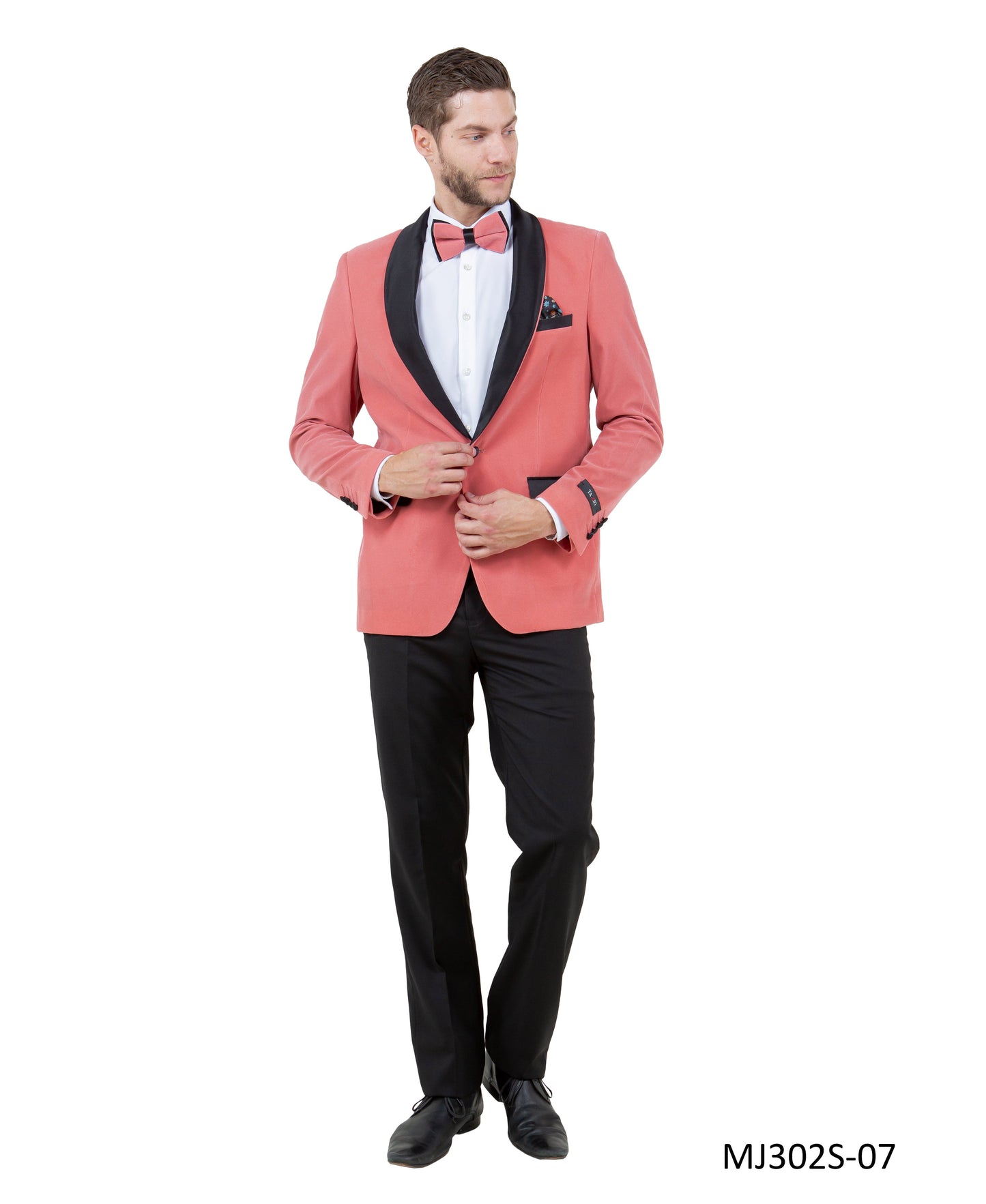 Mauve Velvet Satin Shawl Lapel Slim Fit Tazzio Men's Jacket With Matching Bowtie
