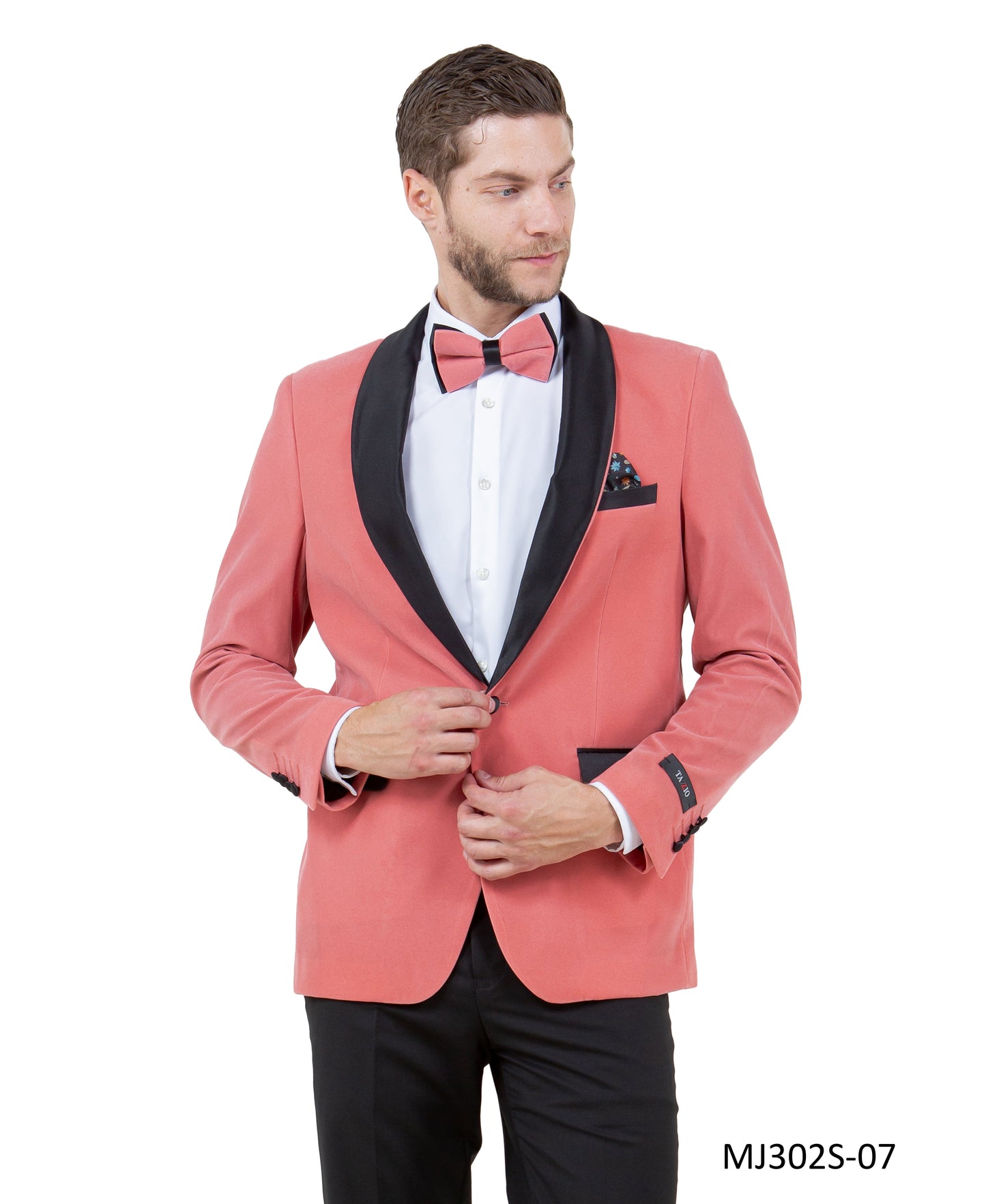 Mauve Velvet Satin Shawl Lapel Slim Fit Tazzio Men's Jacket With Matching Bowtie