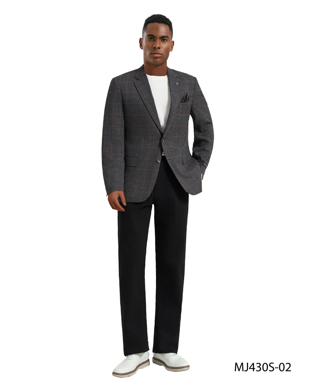 Grey Textured Windowpane Notch Lapel Slim Fit Tazzio Men's Jacket