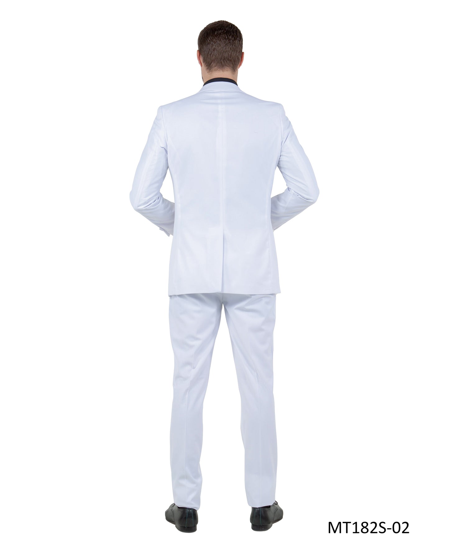 White on White Satin Peak Lapel Slim Fit 2 Piece Bryan Michaels Men's Tuxedo