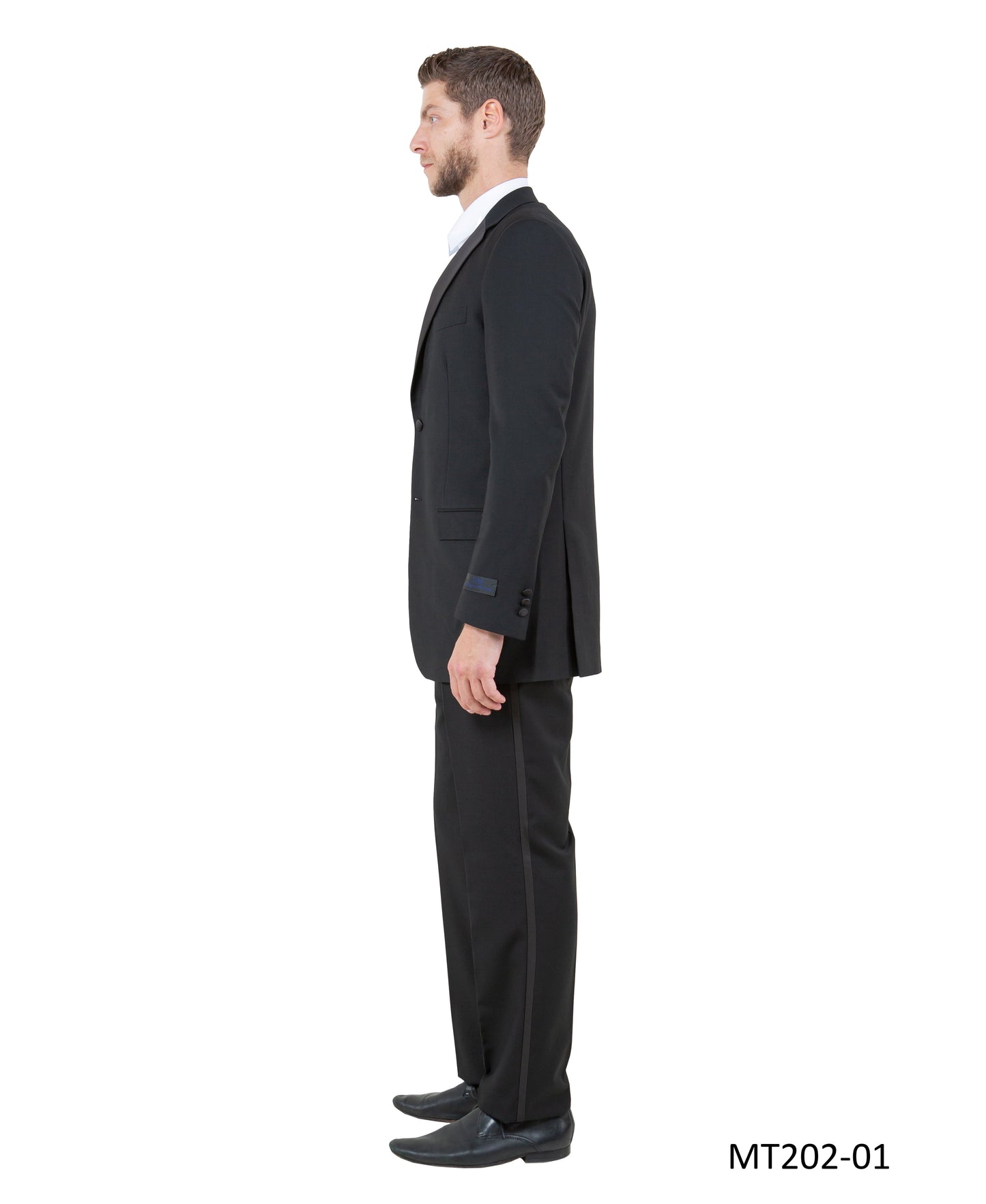 Black on Black Satin Notch Lapel Slim Fit 2 Piece Bryan Michaels Men's Tuxedo