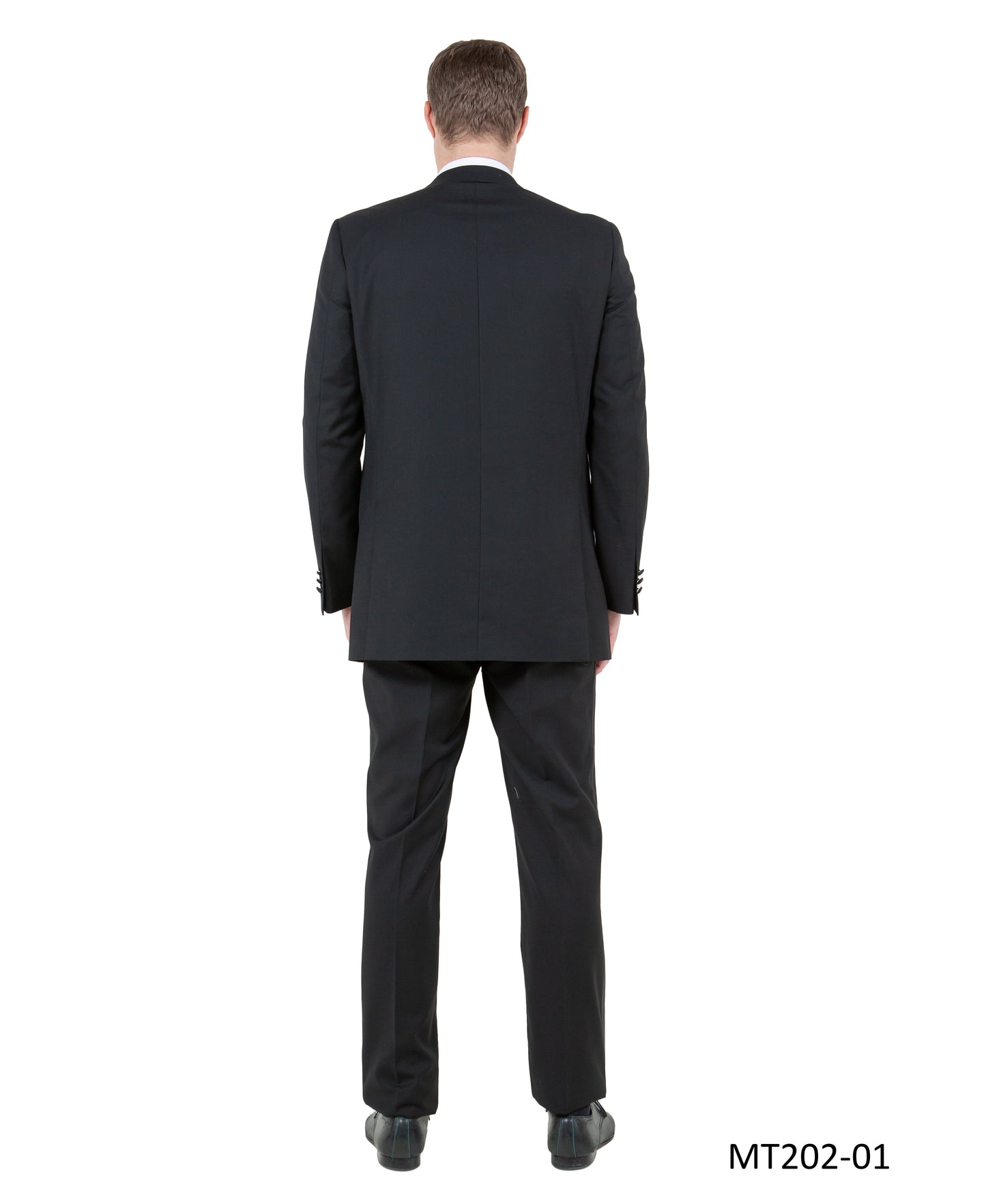 Black on Black Satin Notch Lapel Slim Fit 2 Piece Bryan Michaels Men's Tuxedo
