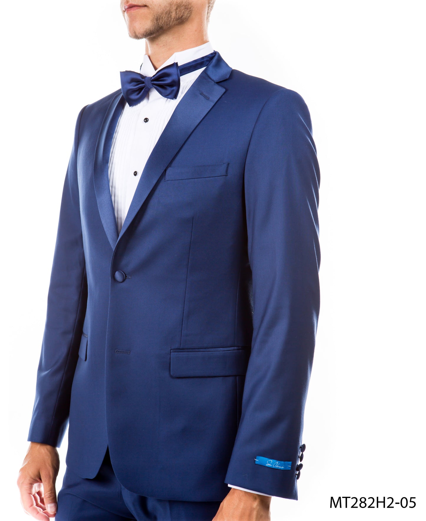 Indigo on Indigo Satin Notch Lapel Hybrid Fit 2 Piece Sean Alexander Men's Tuxedo