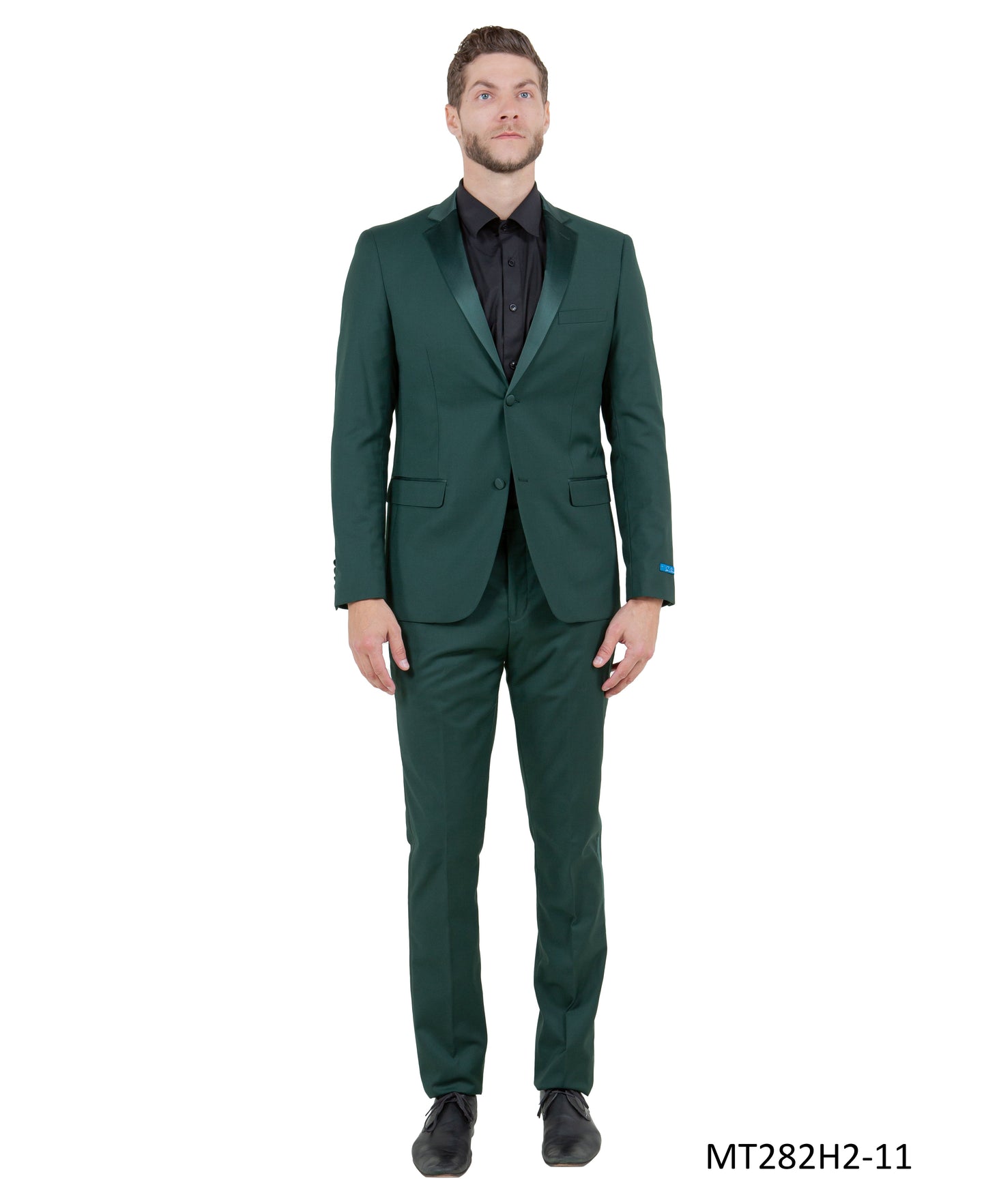 Green on Green Satin Notch Lapel Hybrid Fit 2 Piece Sean Alexander Men's Tuxedo