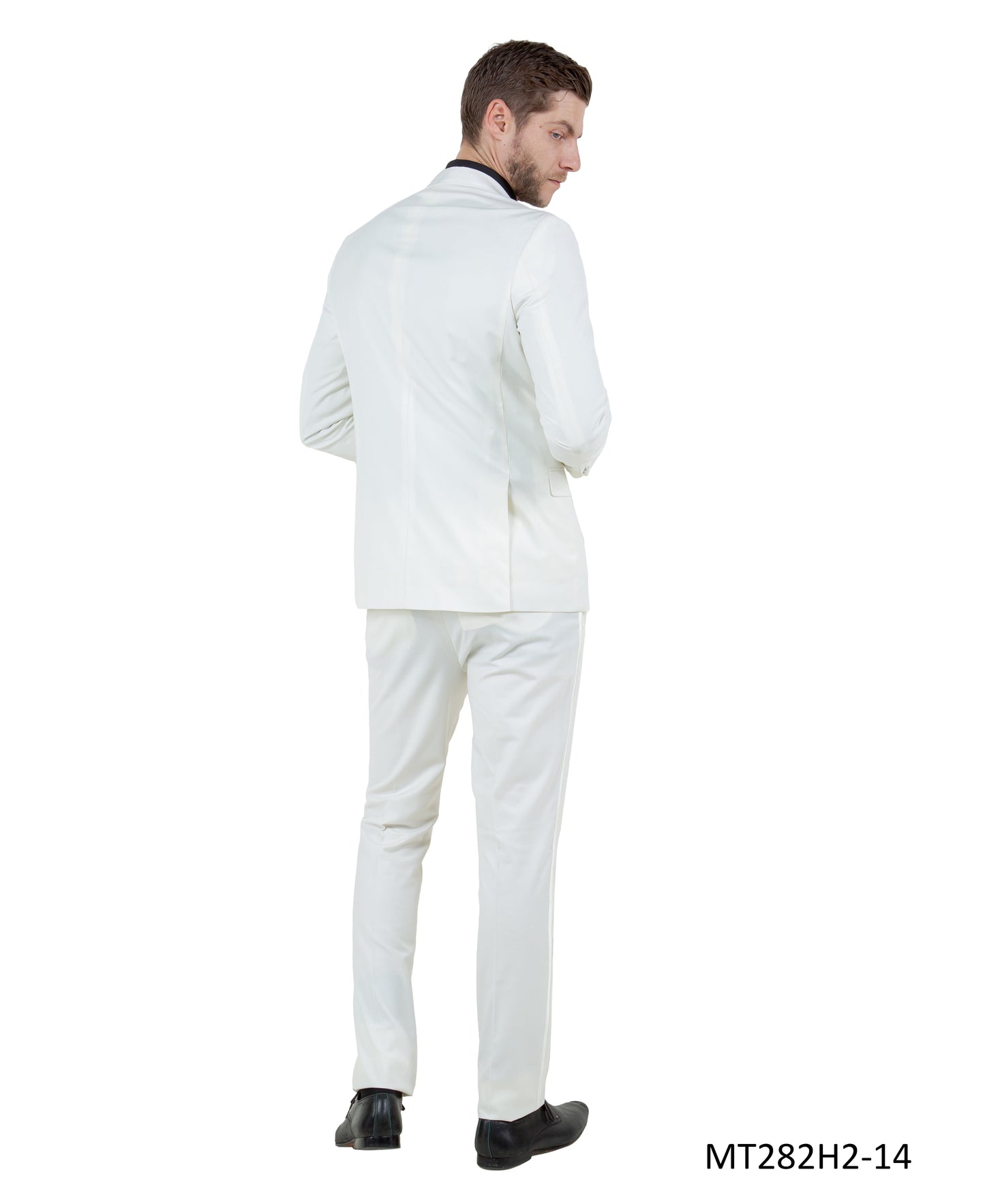 Ivory on Ivory Satin Notch Lapel Hybrid Fit 2 Piece Sean Alexander Men's Tuxedo