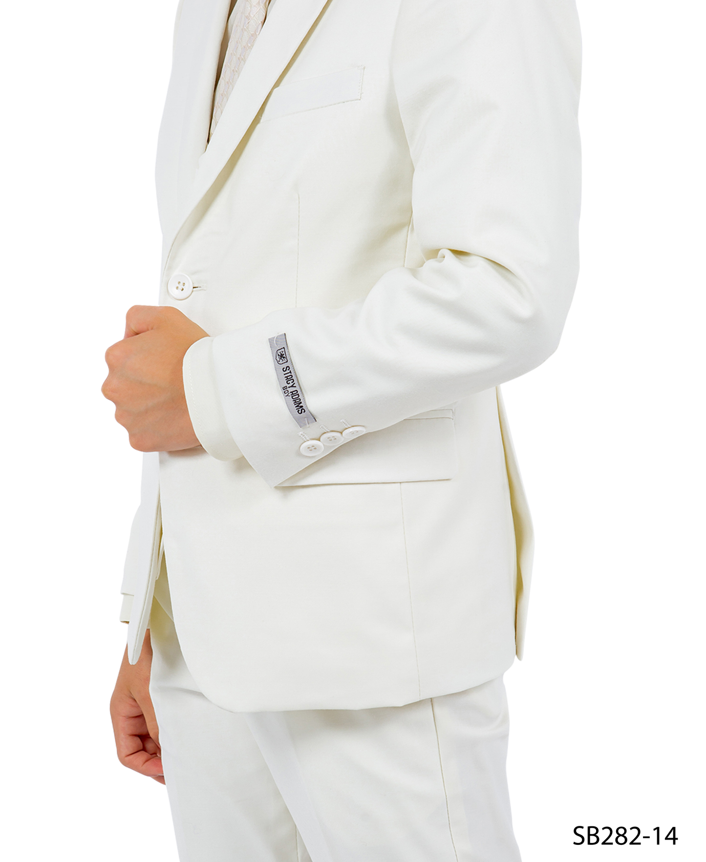 Solid Ivory Notch Lapel 5 Piece Slim Fit Stacy Adams Boy's Suit