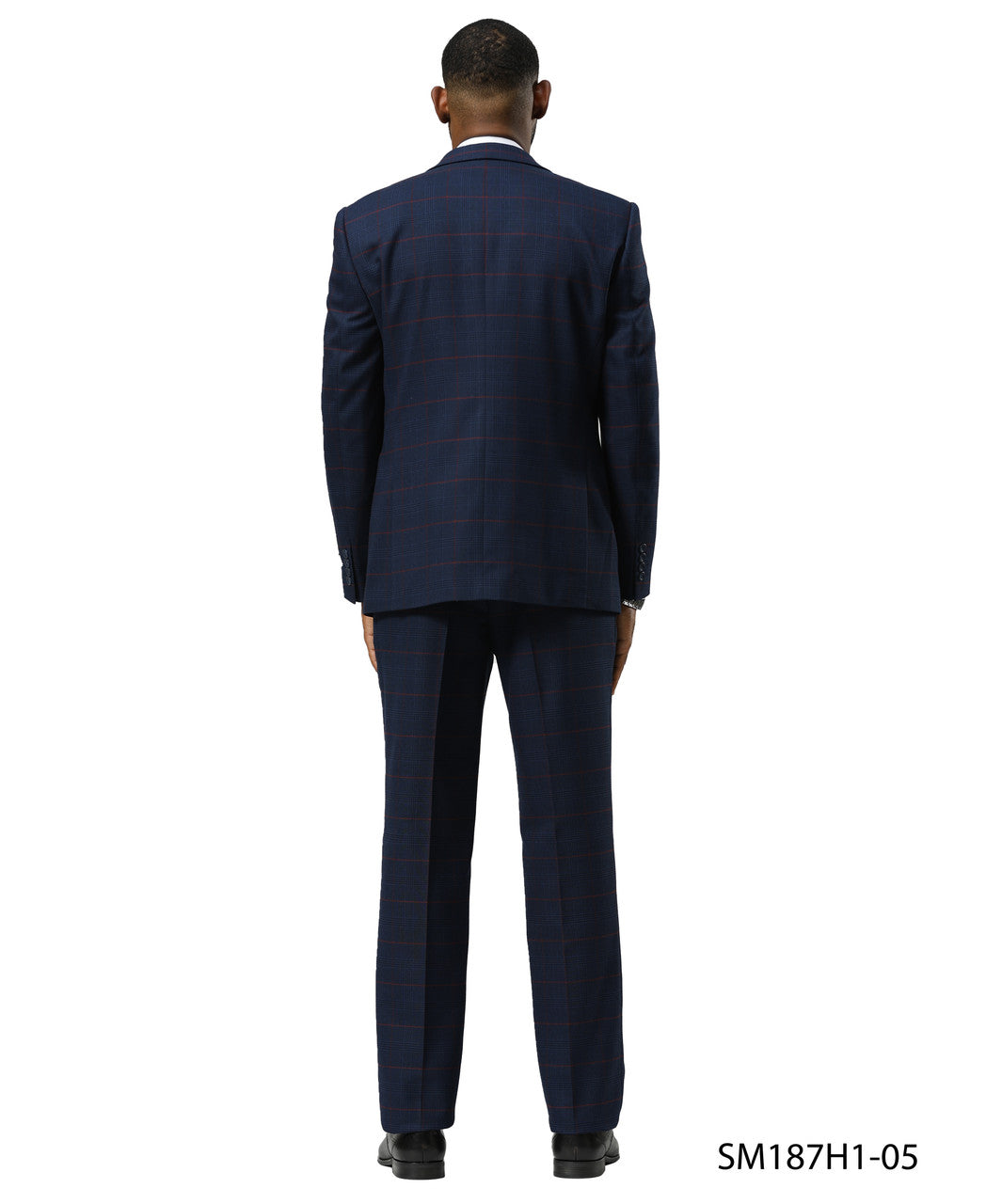 Navy Glen Plaid 3 Piece Notch Lapel Stacy Adams Men's Suit