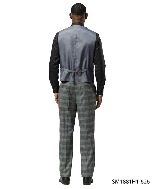 Grey Glen Check 3 Piece Notch Lapel Stacy Adams Men's Suit