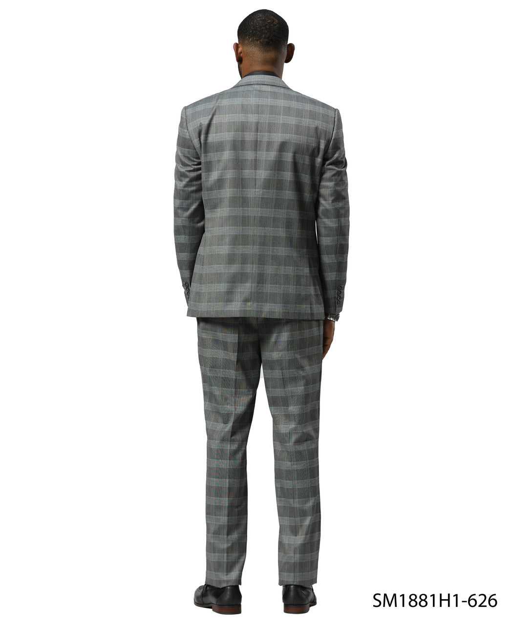 Grey Glen Check 3 Piece Notch Lapel Stacy Adams Men's Suit
