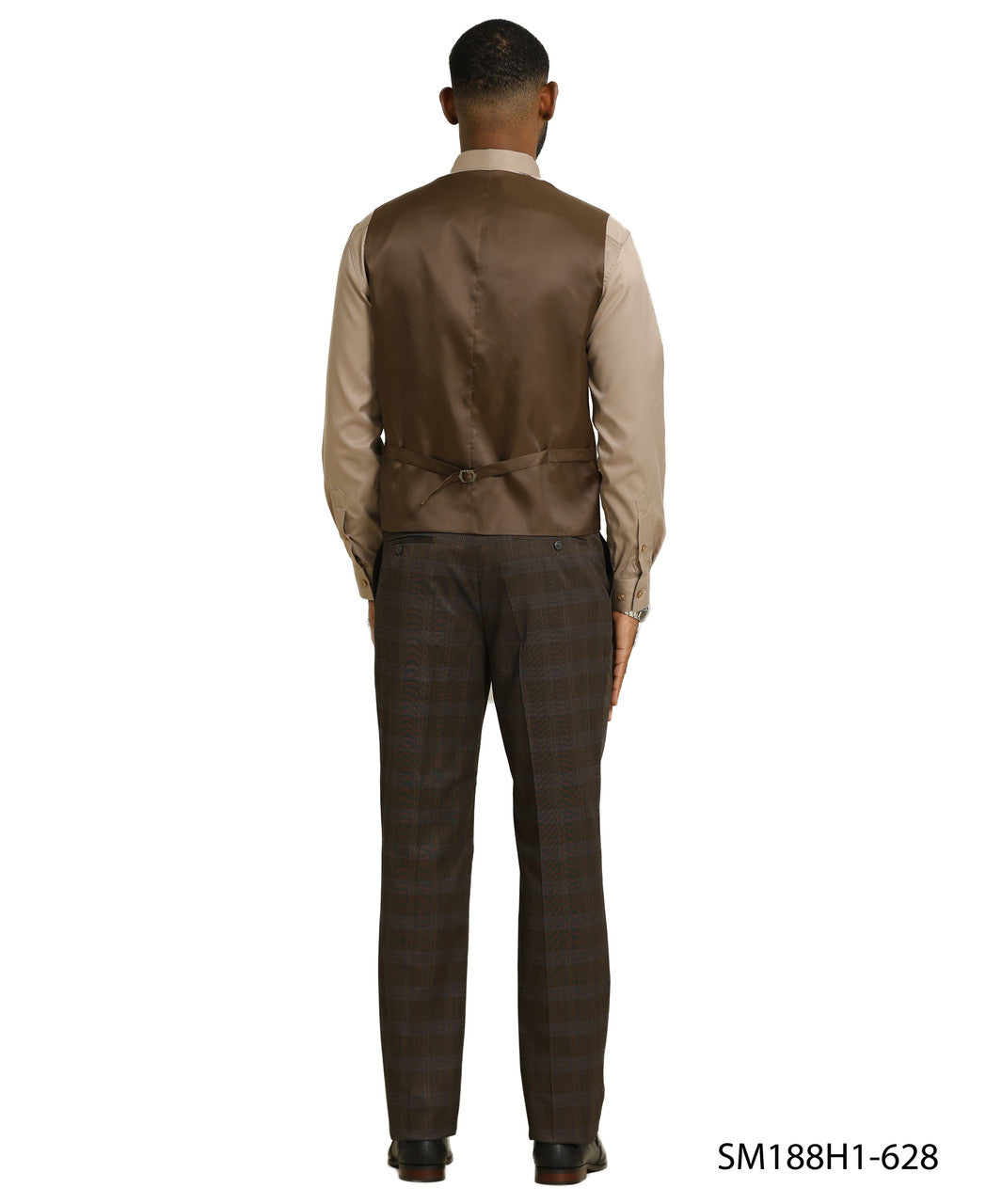 Brown Glen Check 3 Piece Notch Lapel Stacy Adams Men's Suit