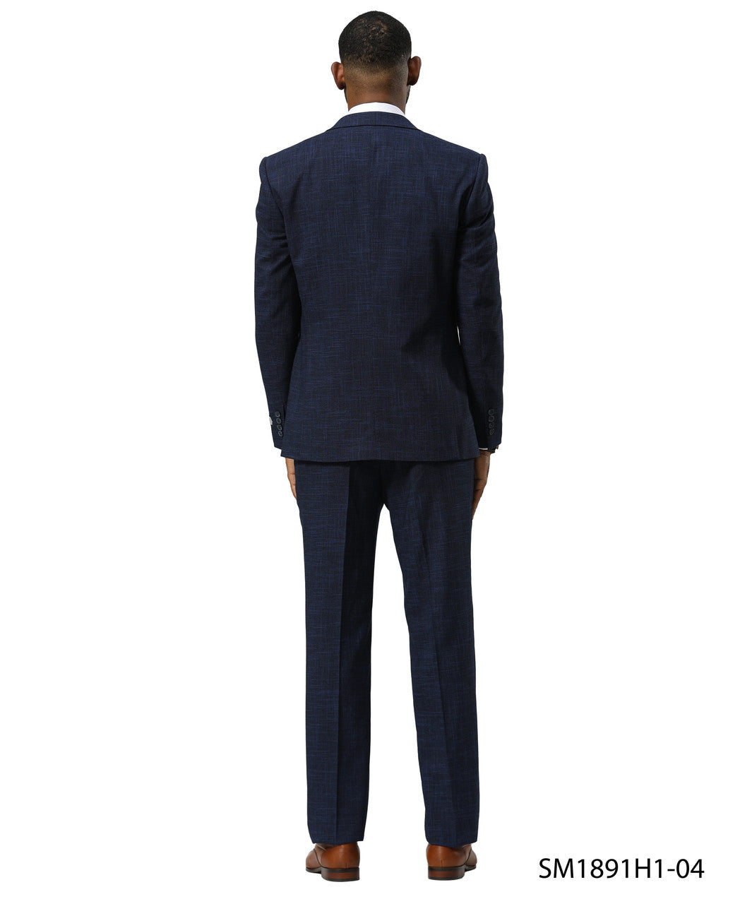Navy Tattersall Plaid 3 Piece Notch Lapel Stacy Adams Men's Suit