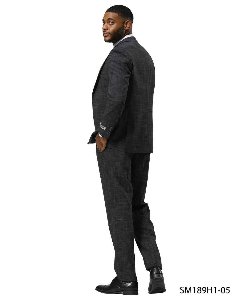 Charcoal Tattersall Plaid 3 Piece Notch Lapel Stacy Adams Men's Suit