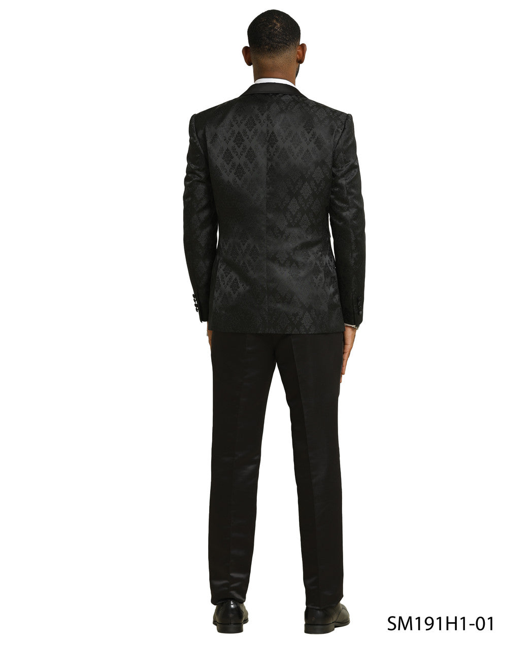 Black Floral Pattern 3 Piece Satin Peak Lapel Stacy Adams Men's Double Breasted Vest