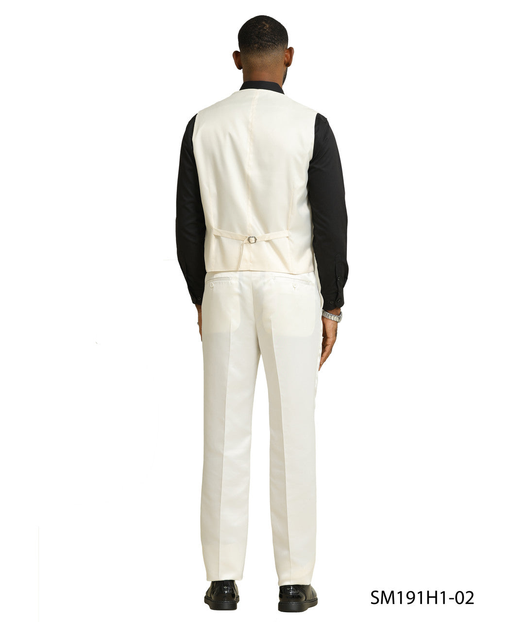 Ivory Floral Pattern 3 Piece Satin Peak Lapel Stacy Adams Men's Double Breasted Vest