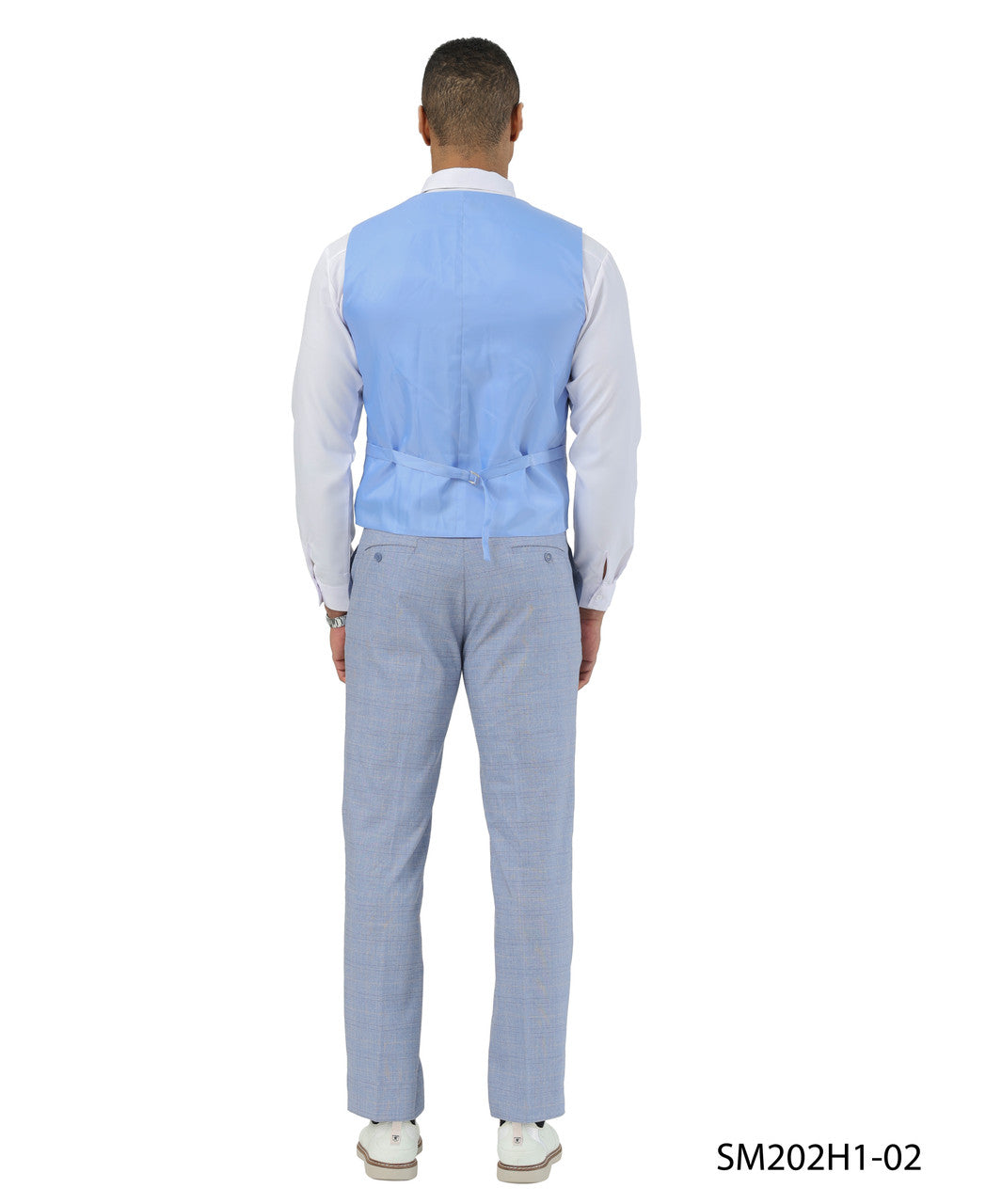 Light Blue Windowpane Notch Lapel 3 Piece Stacy Adams Men' Suit