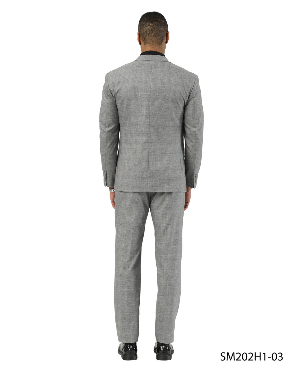 Light Gray Windowpane Notch Lapel 3 Piece Stacy Adams Men' Suit