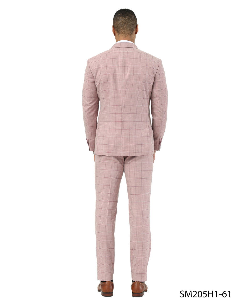 Pink Windowpane Peak Lapel Double Breasted 2 Piece Stacy Adams Men' Suit