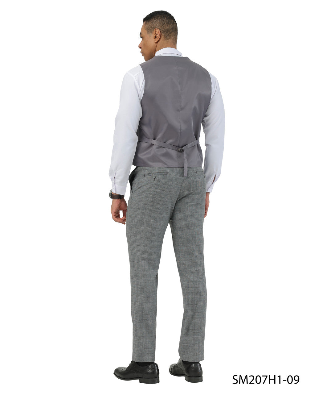 Gray Textured Glen Check Peak Lapel 3 Piece Stacy Adams Men' Suit