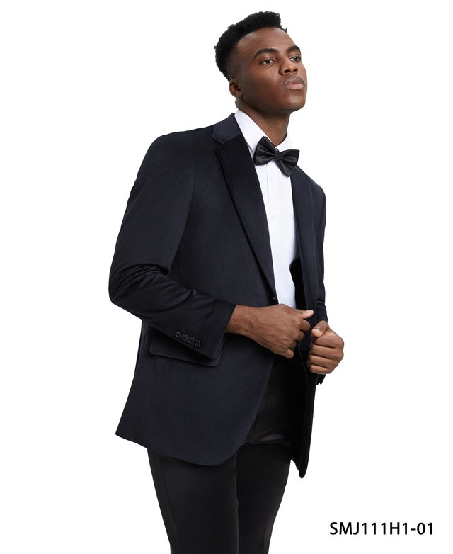 Black Velvet Notch Lapel Stacy Adams Men's Hybrid Jacket