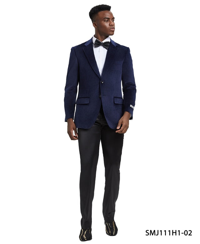 Navy Velvet Notch Lapel Stacy Adams Men's Hybrid Jacket