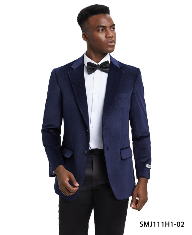 Navy Velvet Notch Lapel Stacy Adams Men's Hybrid Jacket