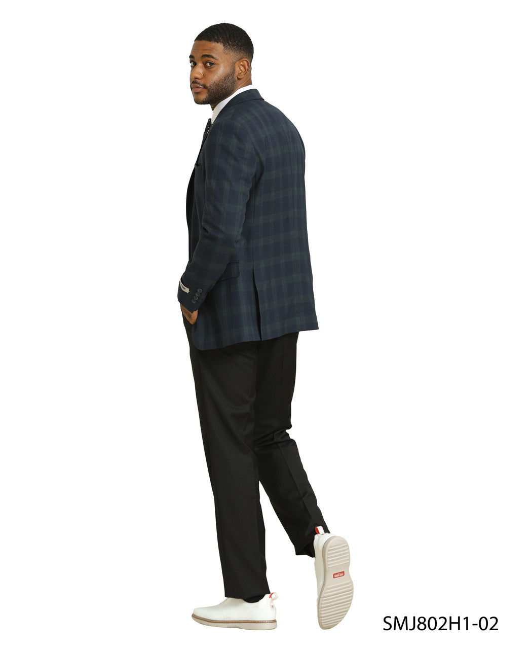Green Glen Plaid Notch Lapel Stacy Adams Men's Jacket