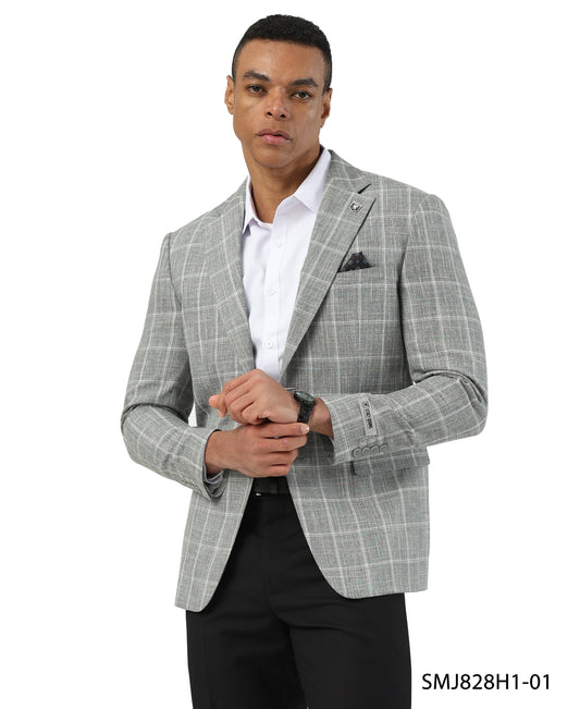 Green Windowpane Notch Lapel Stacy Adams Men's Jacket