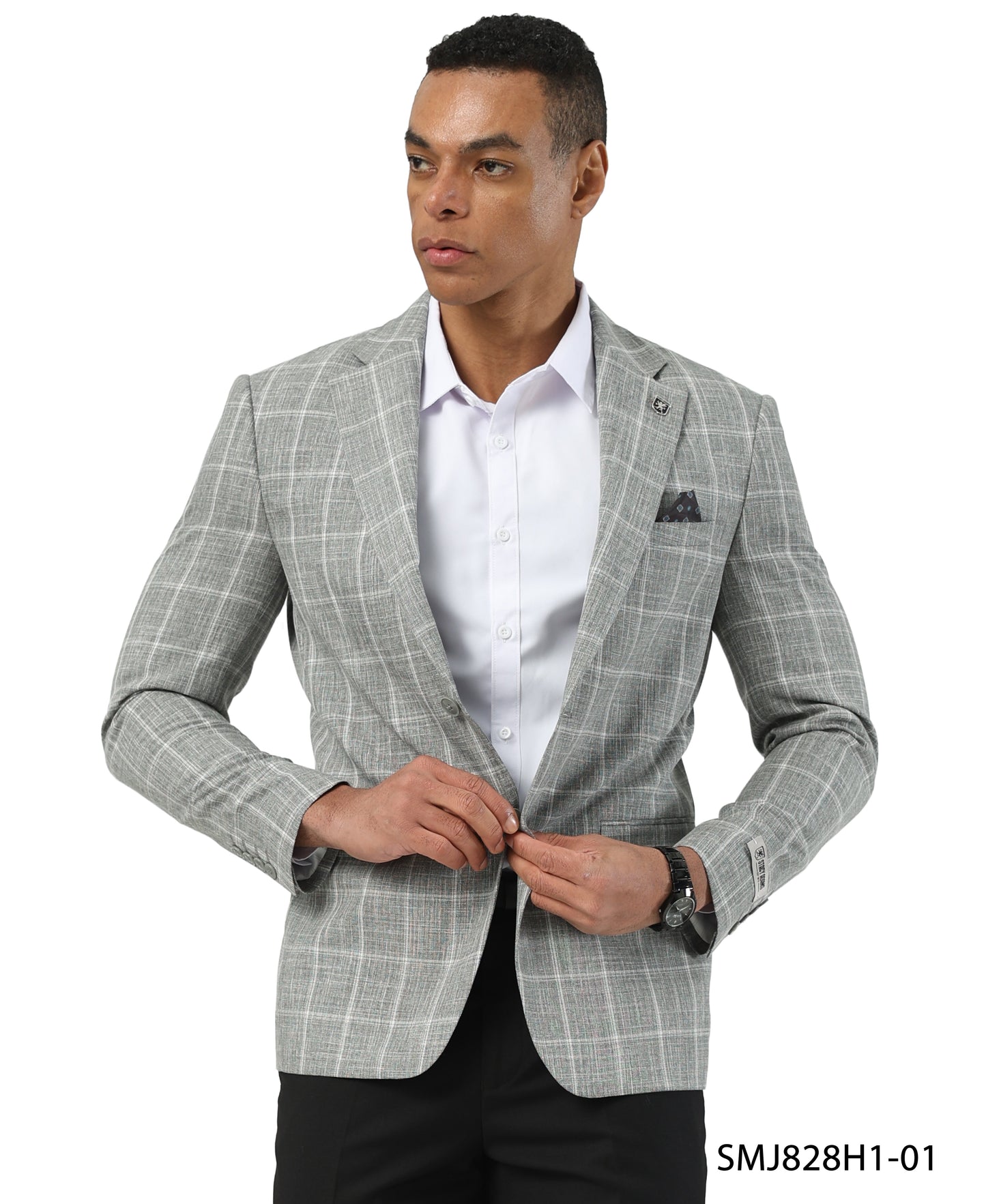 Green Windowpane Notch Lapel Stacy Adams Men's Jacket