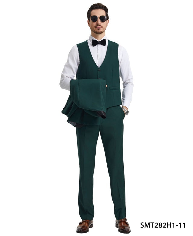 Green/Black Satin Shawl Lapel 3 Piece Stacy Adams Men's Hybrid Tuxedo