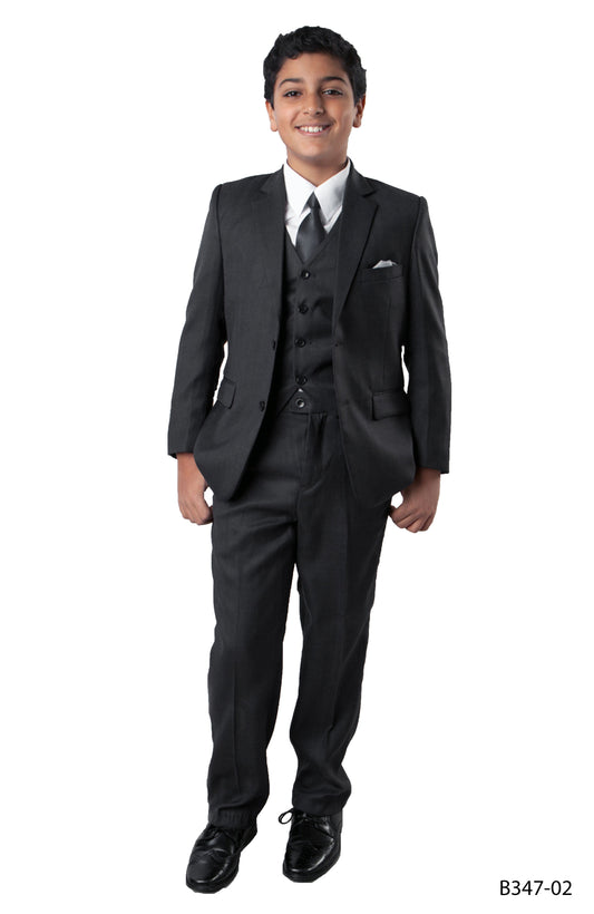 Grey Notch Lapel Regular Fit  5 Piece Tazzio Boy's Suit