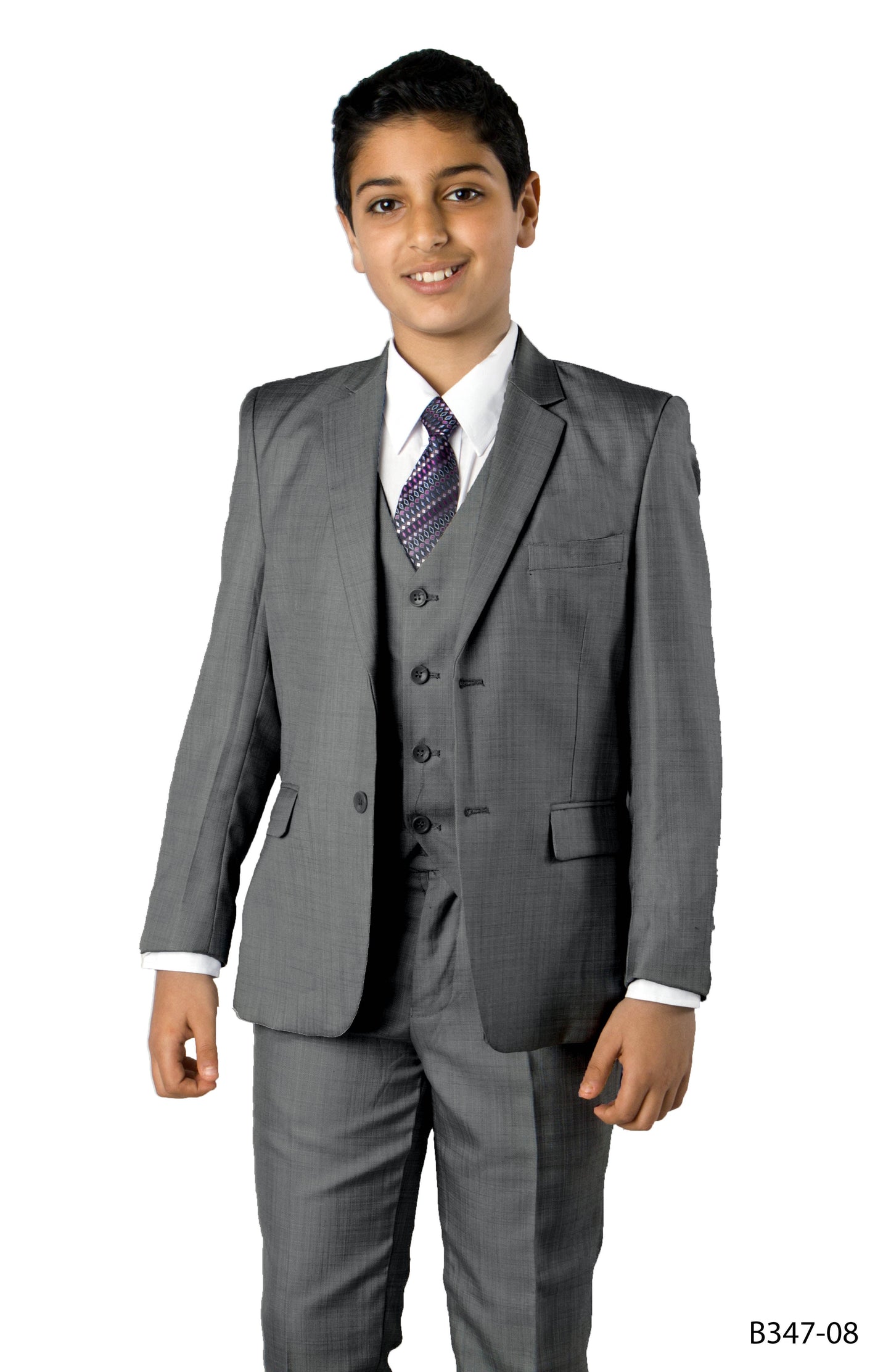 Mid Grey Notch Lapel Regular Fit  5 Piece Tazzio Boy's Suit