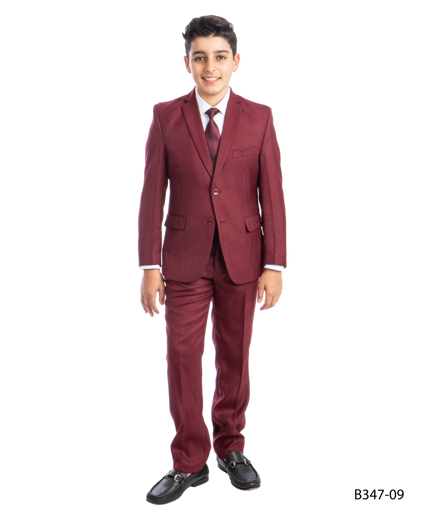 Burgundy Notch Lapel Regular Fit  5 Piece Tazzio Boy's Suit