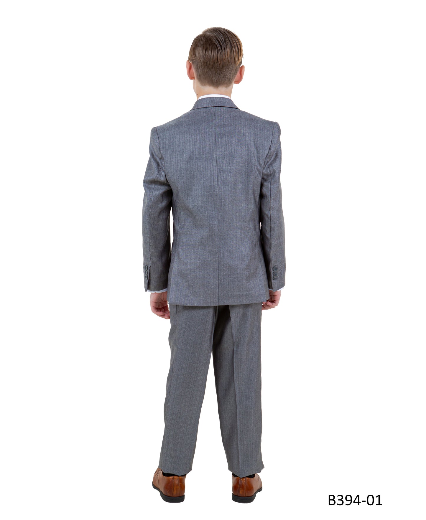 Grey Textured Notch Lapel 5 Piece Modern Fit Tazzio Boy's Suit