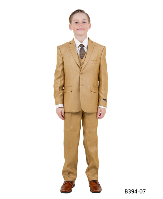 Wheat Textured Notch Lapel 5 Piece Modern Fit Tazzio Boy's Suit