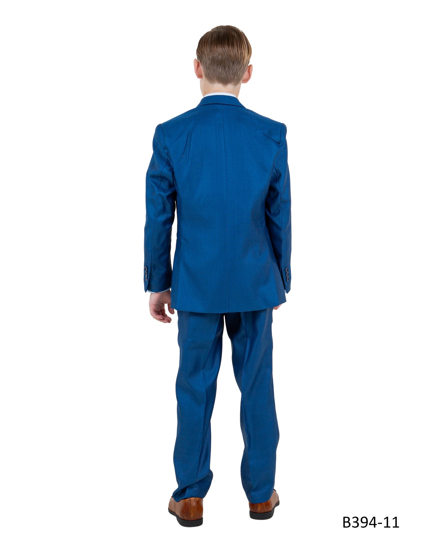 Blue Textured Notch Lapel 5 Piece Modern Fit Tazzio Boy's Suit