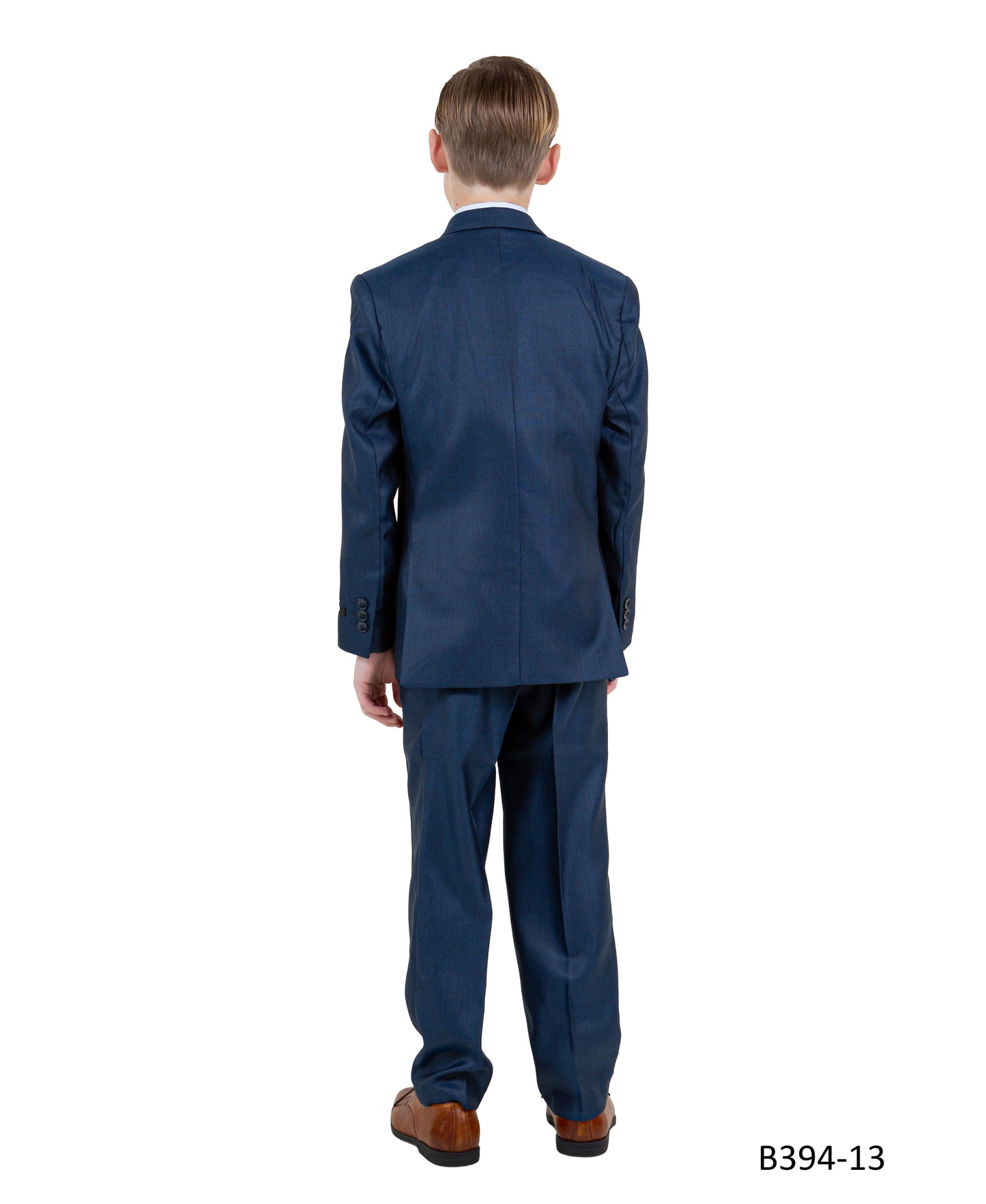 Navy Textured Notch Lapel 5 Piece Modern Fit Tazzio Boy's Suit