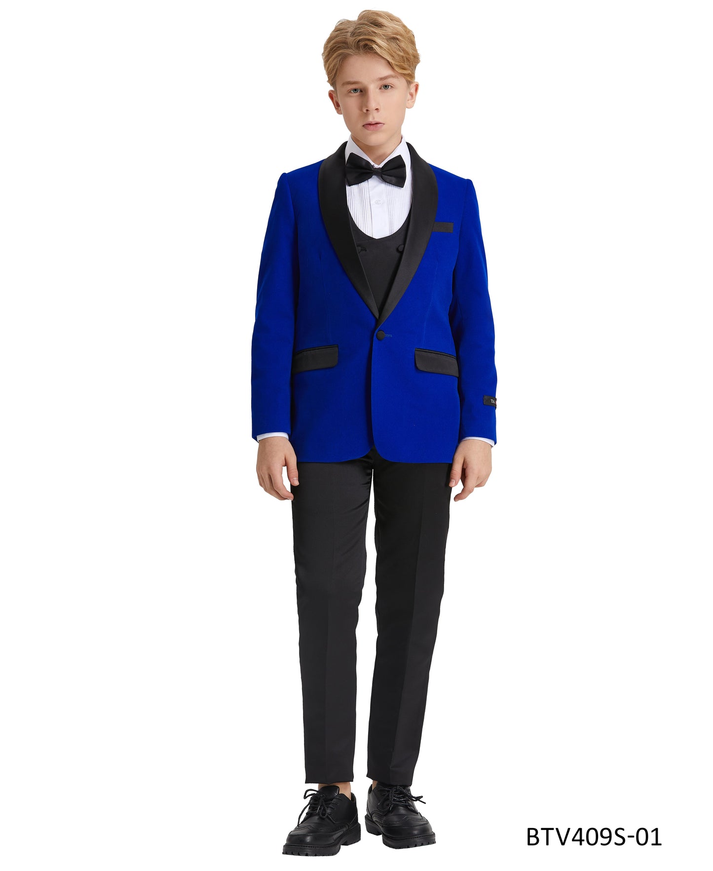 Royal Velvet Satin Shawl Lapel 5 Piece Slim Fit Tazzio Boy's Tuxedo Vest