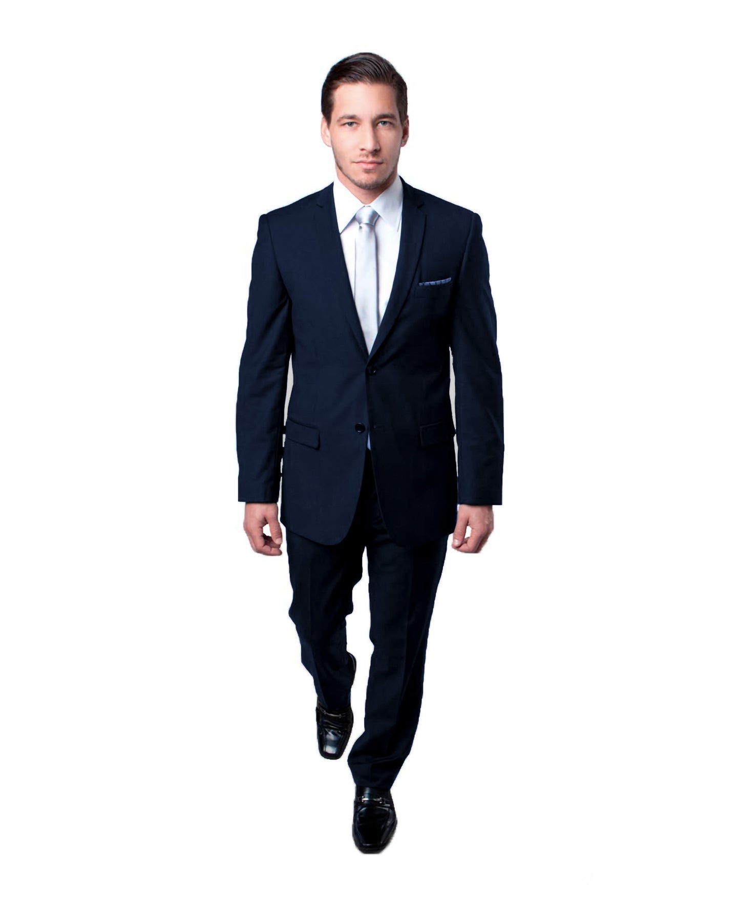 Solid Navy Notch Lapel 2 Piece Slim Fit Tazzio Men's Suit