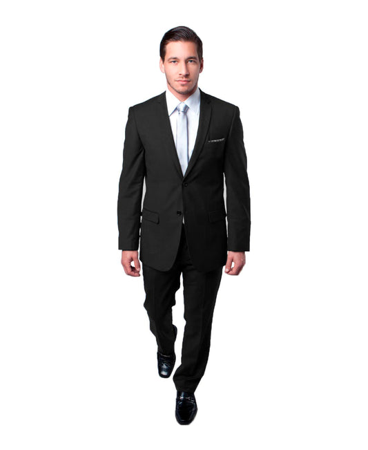 Solid Charcoal Notch Lapel 2 Piece Slim Fit Tazzio Men's Suit