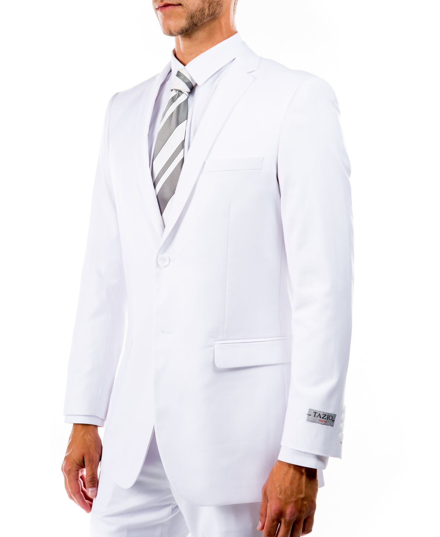 Solid White Notch Lapel 2 Piece Slim Fit Tazzio Men's Suit