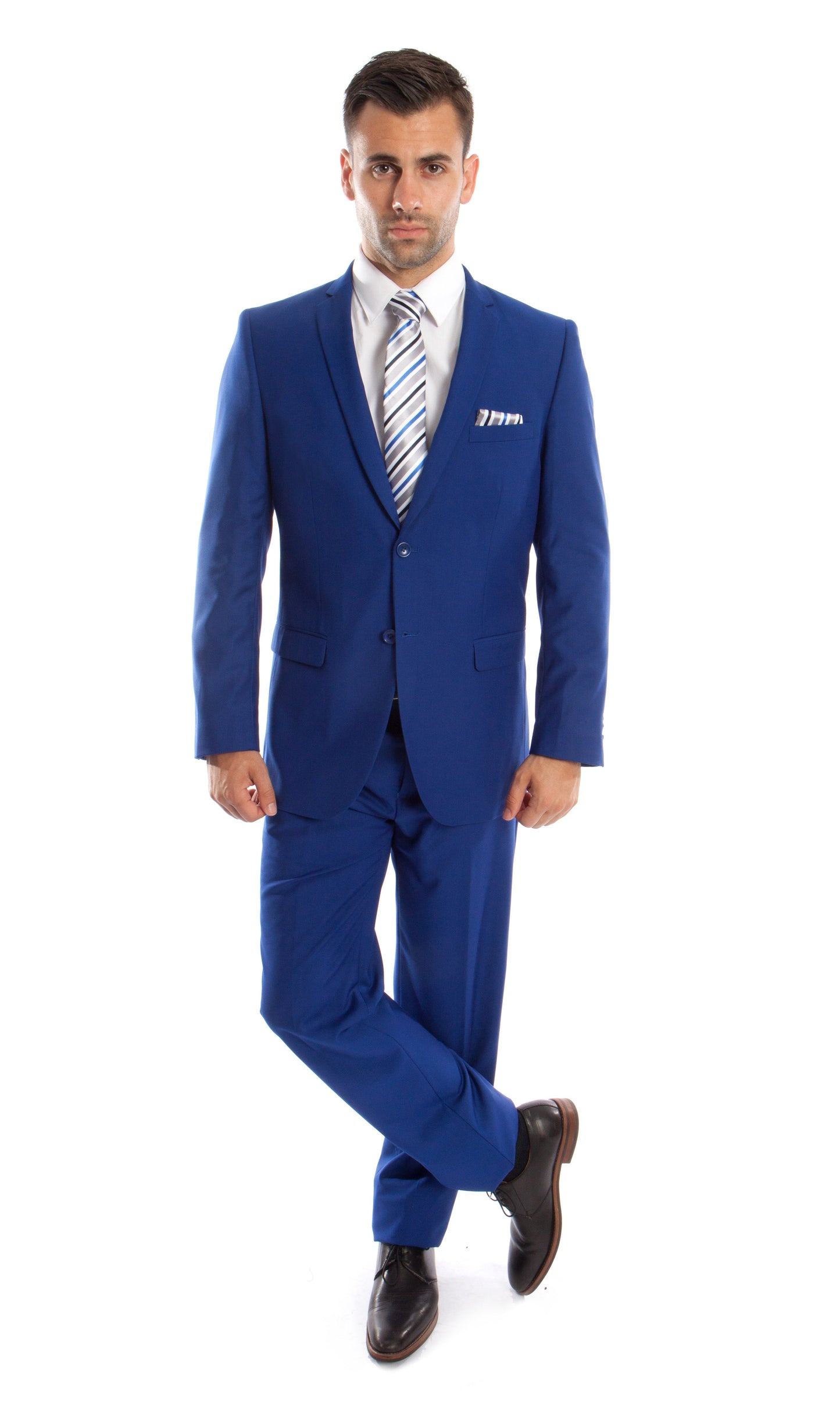 Solid Royal Blue Notch Lapel 2 Piece Slim Fit Tazzio Men's Suit