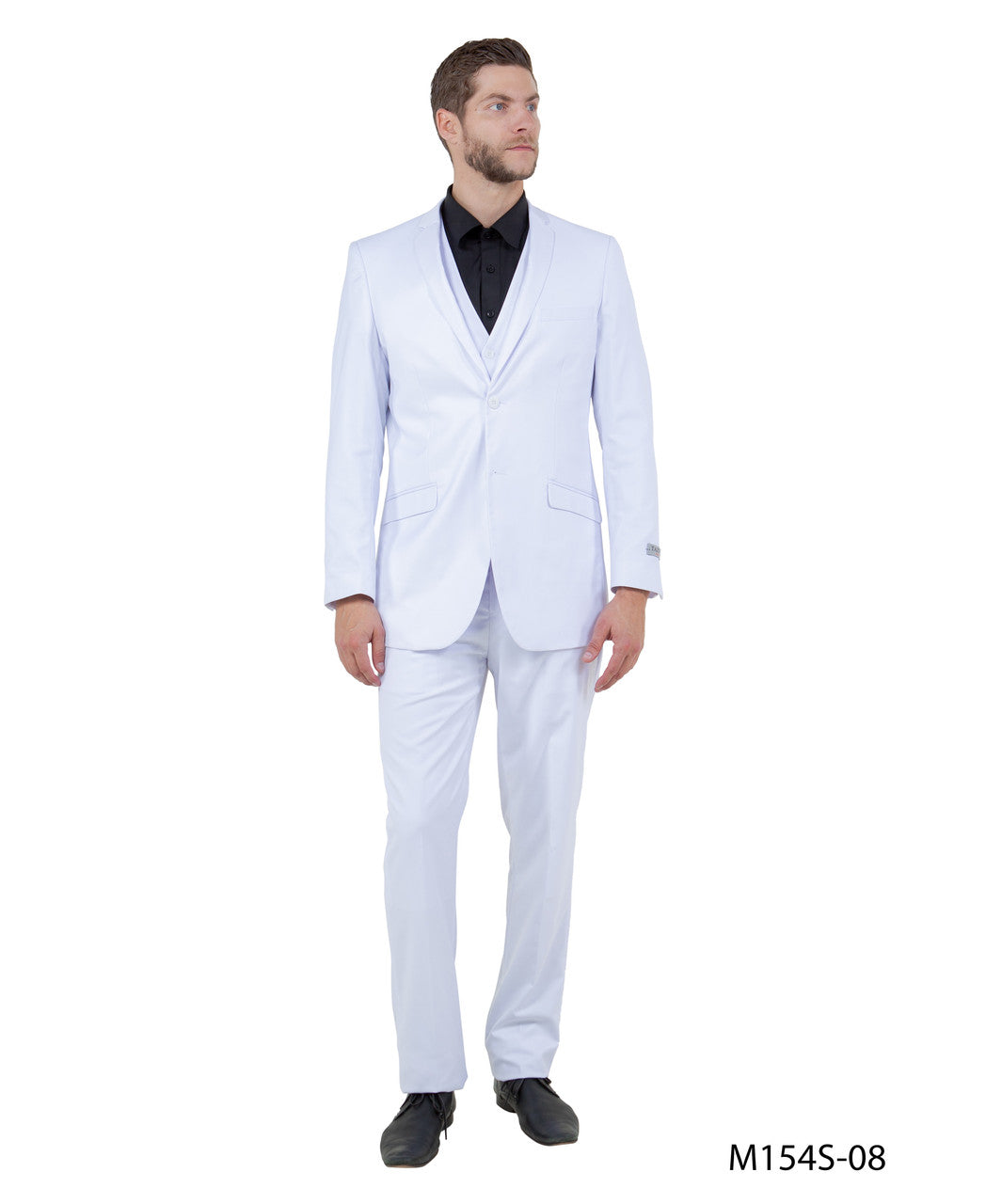 Solid White Notch Lapel 3 Piece Slim Fit Tazzio Men's Suit