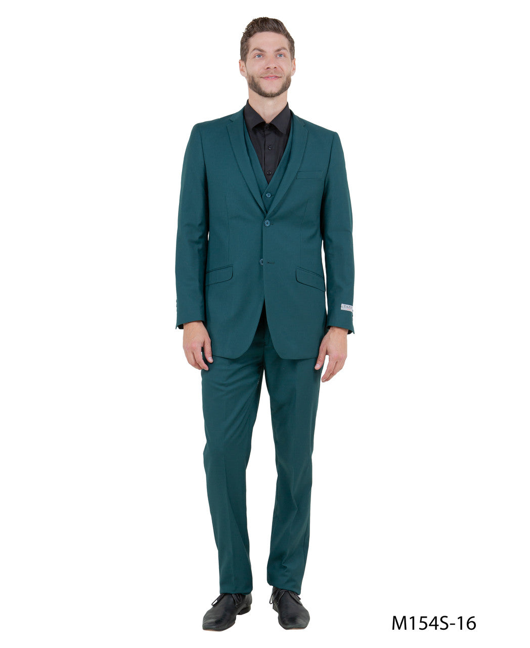 Solid Tidepool Notch Lapel 3 Piece Slim Fit Tazzio Men's Suit