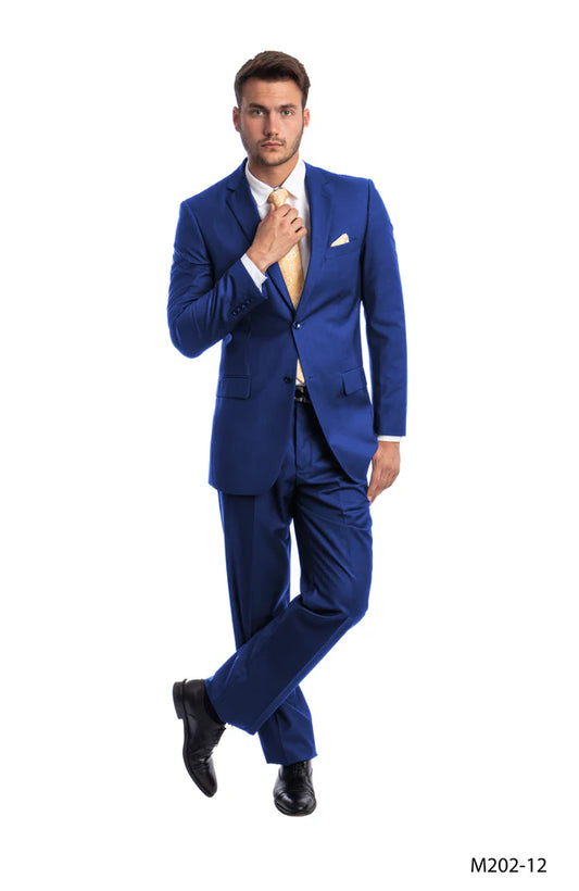 Solid Royal Blue Notch Lapel 2 Piece Modern Fit Demantie Men's Suit