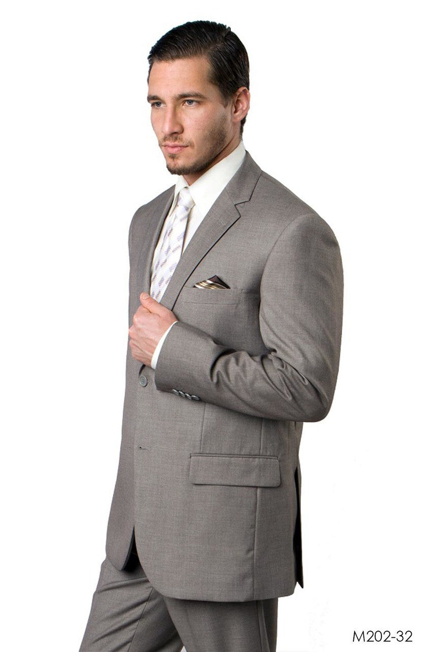 Solid Sand Notch Lapel 2 Piece Modern Fit Demantie Men's Suit